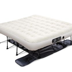 Ivation EZ-Bed (King) Air Mattress with Deflate Defender™ Technology Dual Auto Comfort Pump and Dual Layer Laminate Material - AirBed Frame & Rolling 