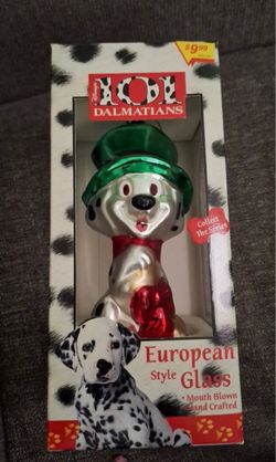 Disney 101 Dalmatians European Style Blown Glass Christmas Tree Ornament
