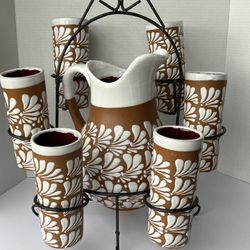 Set De Jarras Con Vasos Y Vase 