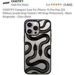 CASETiFY Compact Case for iPhone 15 Pro Max [2X Military Grade Drop Tested / 4ft Drop Protection] - Black Kingsnake - Clear Black    https://offerup.c