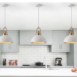 ON SPECIAL!!! $75: 3-Industrial White Large Pendant Light 15.74" Matte Finish Metal Light Fixtures