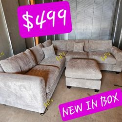 BRAND NEW 4PCS SECTIONAL SOFA SET WITH OTTOMAN AND ACCENT PILLOW INCLUDED $499