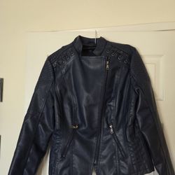 Women's Blue Leather Jacket