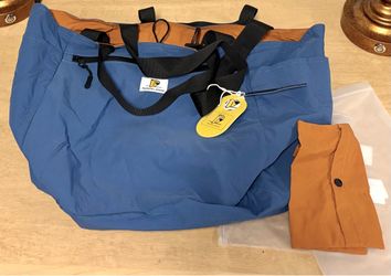 New Tote Bag Reversible Foldable Shoulder Bag with Luggage Sleeve 22L Large Capacity, Blue/Orange