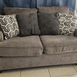 Grey Fabric Loveseat
