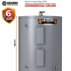 State PROLINE®. 51 gal. Lowboy 4.5kW 2-Element Electric Water Heater NEW SEALED