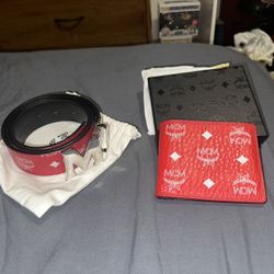 MCM WALLET AND BELT (RED)