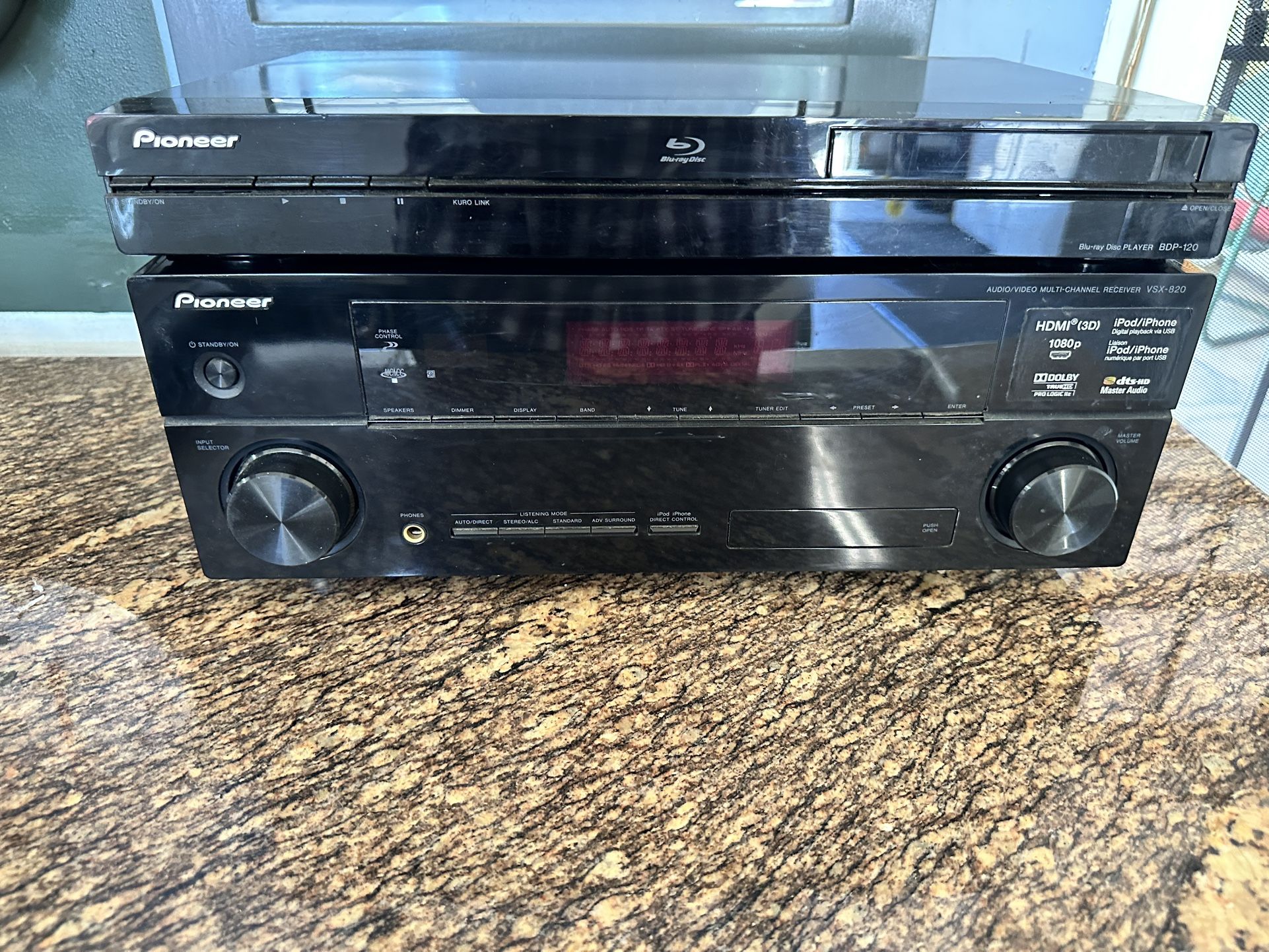 Pioneer VSX 820 Receiver And Blue Ray Player