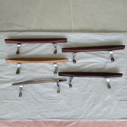 Wood and Chrome Sliding Door Handles - Assorted Brown and Silver