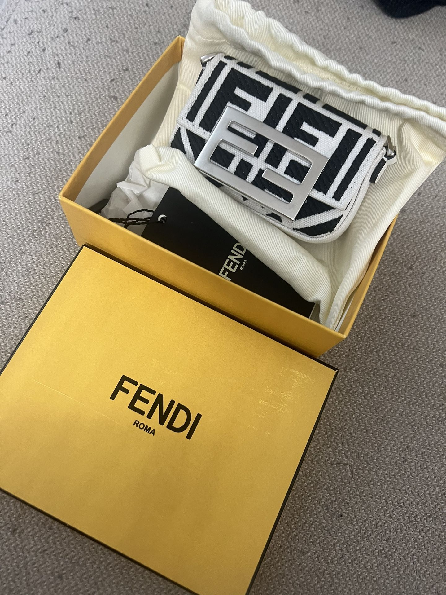 Mini Fendi Baguette Silver Logo