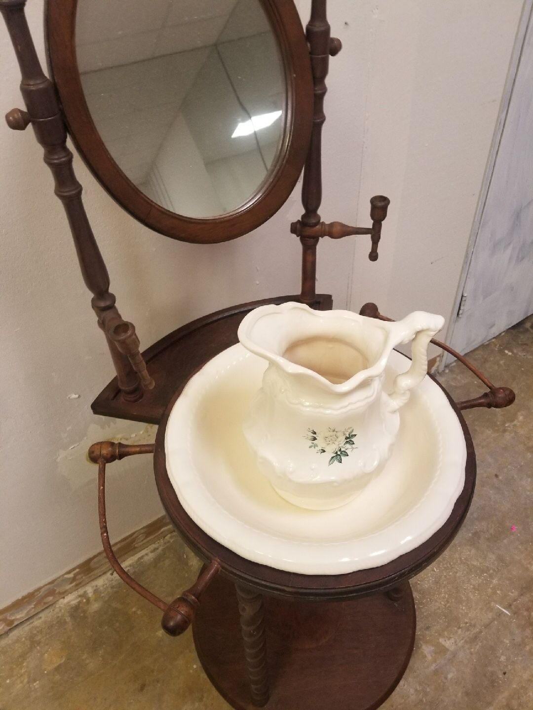 Antique Wash Stand with Bowl & Ewer (Pitcher)