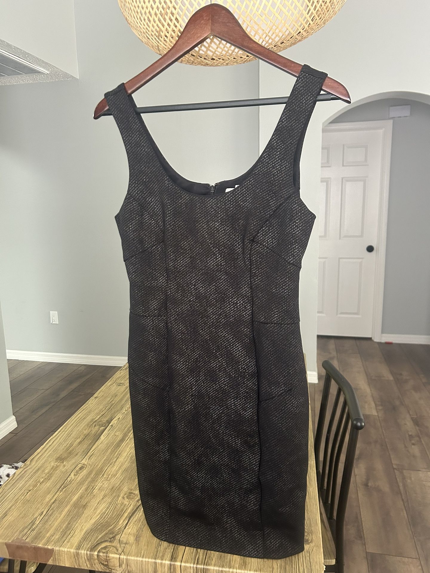 size 8 Nicole Miller Sexy Black Gunmetal Accent Sheath - Artelier Collection EUC