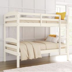 Better Homes & Gardens Leighton Solid Wood Twin-over-Twin Convertible Bunk Bed, Vanilla