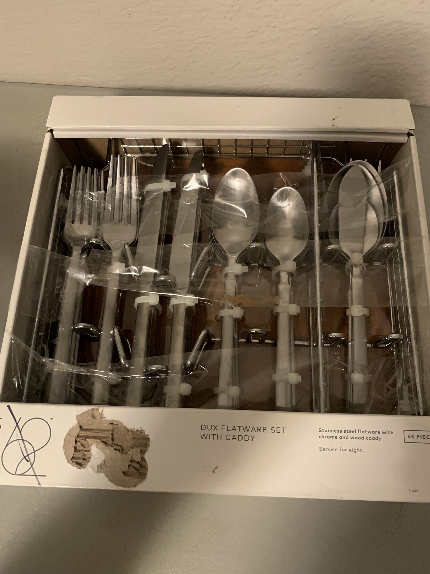 Juego de Cubiertos Gailann Satinado de 45 Piezas con Caddy