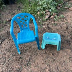 Kids chair and step stool.  $5/both
