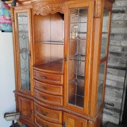 Oak China Cabinet Hutch