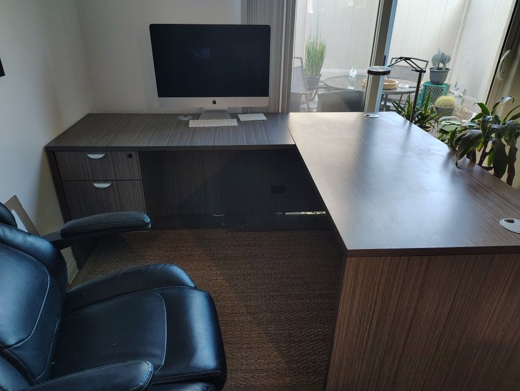 L Shaped Office Desk With File Cabinet