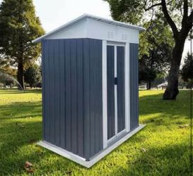 New in Box Pent Roof Grey 5 x 3 FT Outdoor Metal Tool Storage Garden Shed