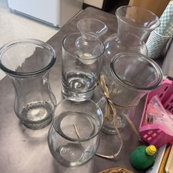 ✨Elegant Clear Glass Vases (Set of 6) – Weddings, Décor, Events, Instant Class ✨