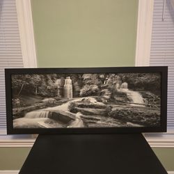 Large Panoramic Black & White Waterfall Wall Art (51" x 21")