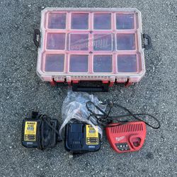 Milwaukee Storage Bin And Chargers For Sale 