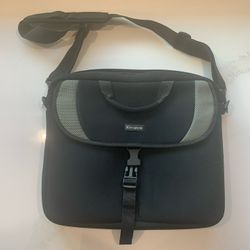 Neoprene Targus bag with strap. Measurements approx 14” x 12” x 2”. 