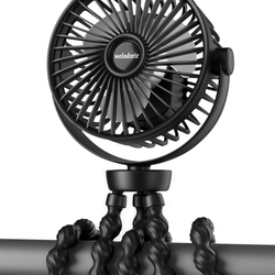 Portable Stroller Fan, 5200 mAh Rechargeable Personal Fan, with 360° Rotate Flexible Tripod and TYPE-C Port 3 Speed Small Mini USB Clip-on Fans Can Ha