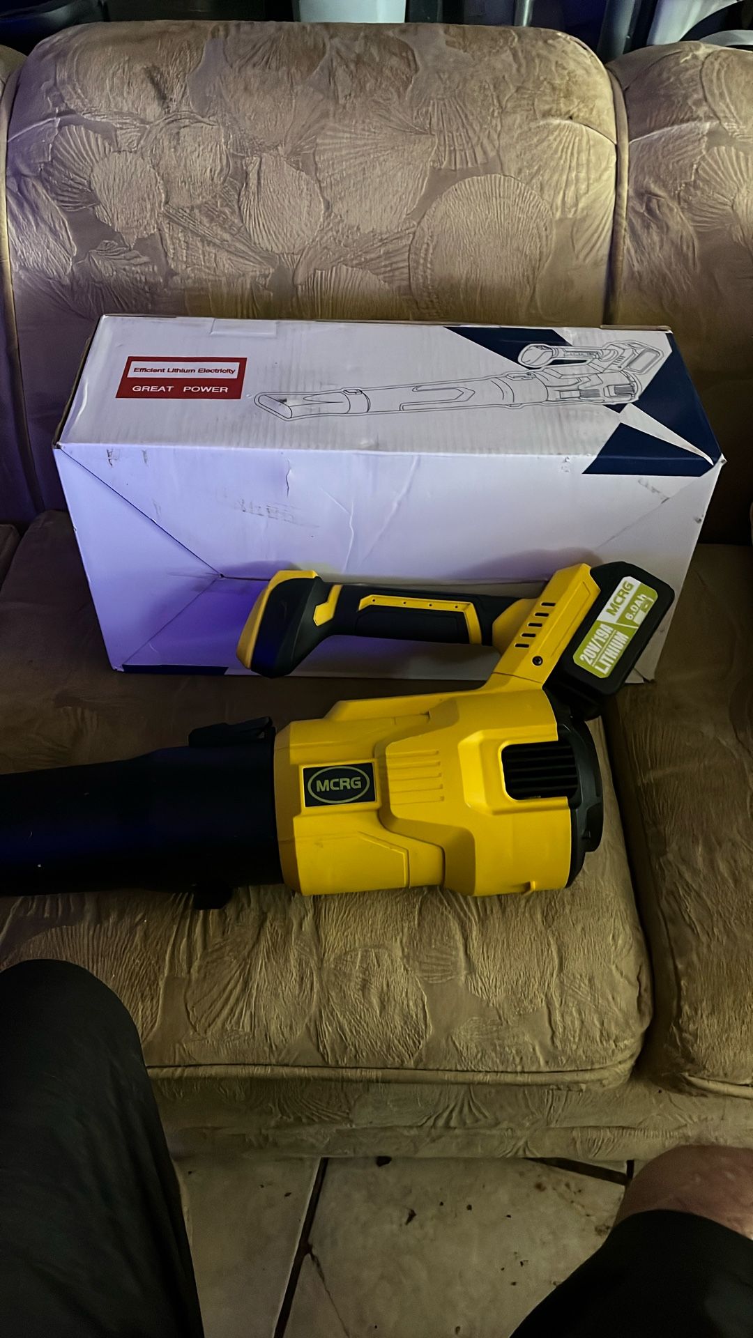 High powered three speed electric blower with two lithium batteries brand new in the box. I bought two of them by mistake.