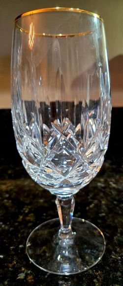Gorham Crystal "Lady Anne Gold Water Goblet .  Water or ice tea stands 7.5 inches.