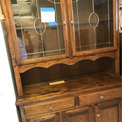 Rose Glass 2pc China Hutch