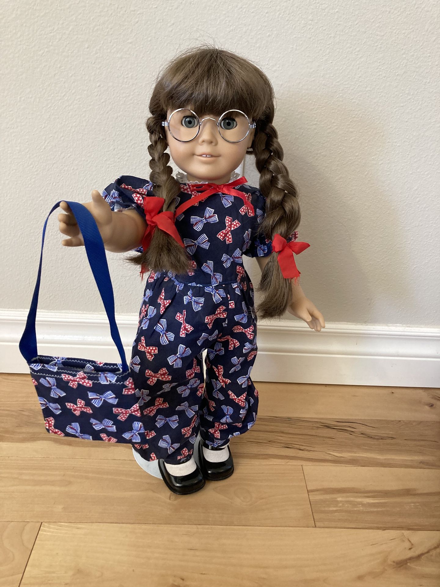 Doll clothes that fit 18" American Girl Dolls - Fourth Of July jumpsuit And Bag
