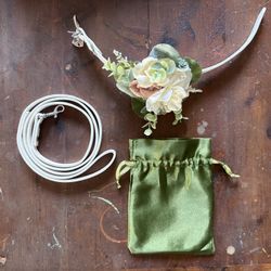 💍 Custom Wedding Dog Collar + Matching Leash — Elegant Set!