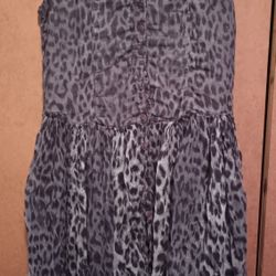 Her Style Blue/Grey Leopard Print 100% Cotton Dress Sz Med $5 MPU SERIOUS INQUIRIES ONLY