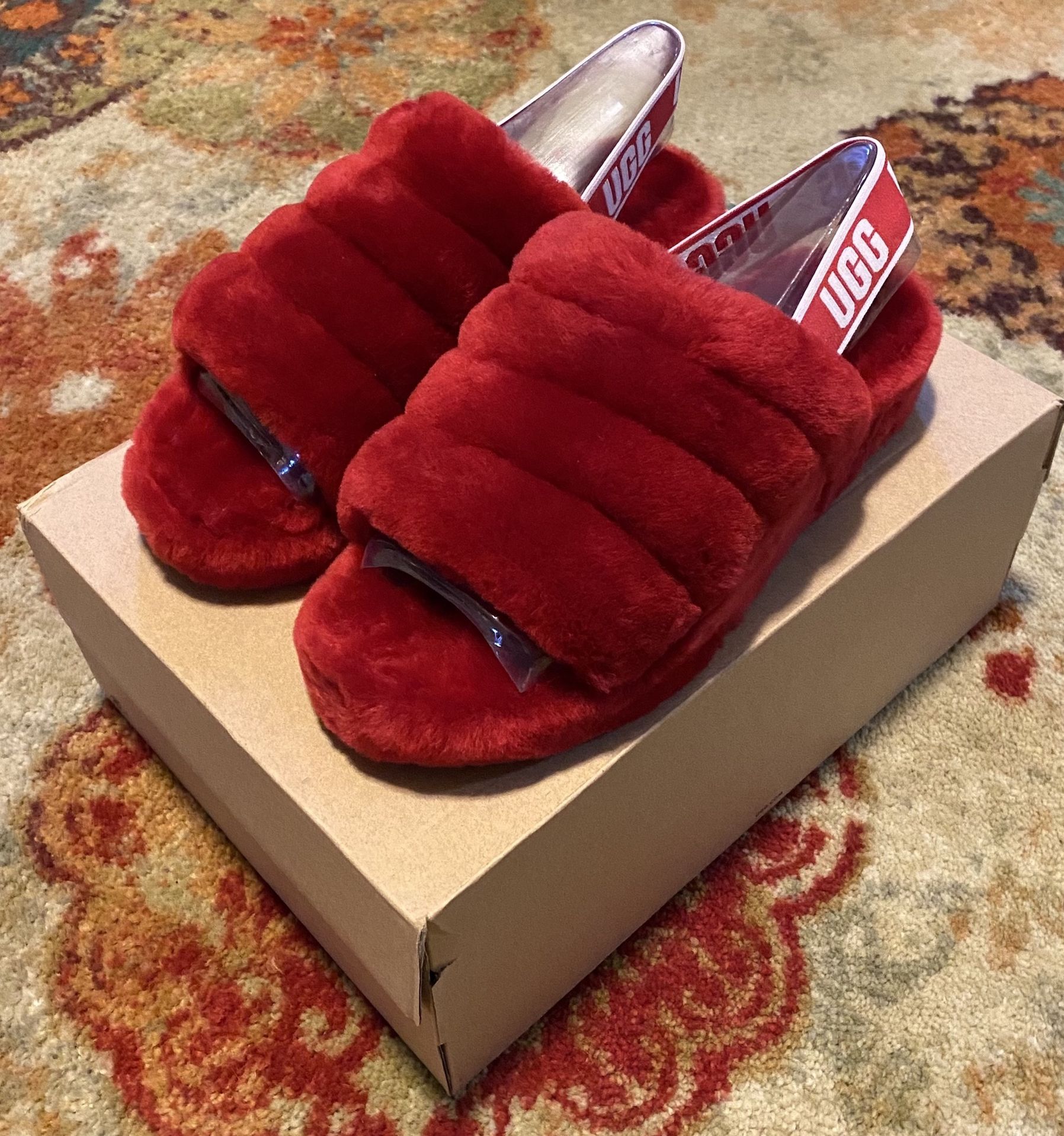 Ugg Fluff Yeah Slide Red Sz 8W