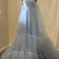 Baby Blue Tulle Maternity Gown