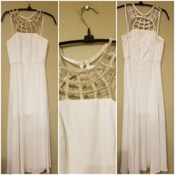 New Size Small white beaded dress perfect for Beach wedding or party