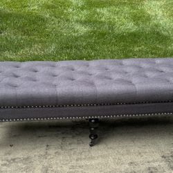 Upholstered Gray Ottoman Bench