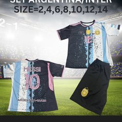 Unbranded Argentina/Inter Miami Soccer Team Uniform Blue Size Kids
