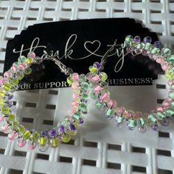 Handmade beaded hoops