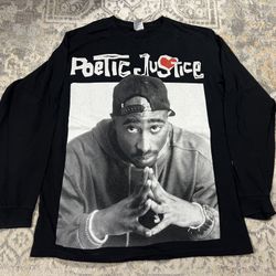 Yazbek Tupac Shakur Poetic Justice Long Sleeve Shirt Size M 