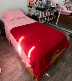 Twin Size Wood Captain Bed With Mattress