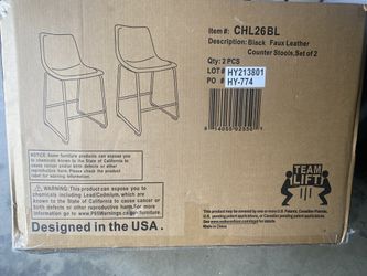 Black Faux Leather Counter Stools 