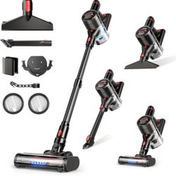 Cordless Vacuum Cleaner, 450W/40Kpa Stick Vacuum with Powerful Suction, 50Min Vacuum Cleaner for Home, Anti-tangle and 1L Dust Cup, 8 in 1 Lightweight