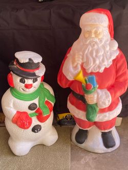 Vintage Santa And Snowman Blowmolds