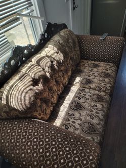 Ornate Carved Wood Frame Sofa