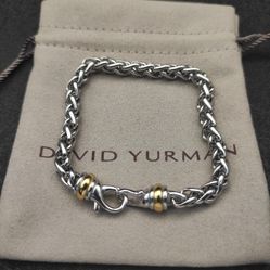 David Yurman Silver Tone Chain Bracelet with Hook Clasp