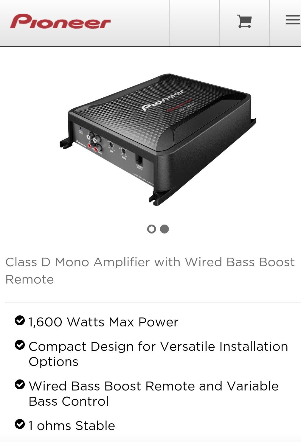 Pioneer 1600 Watt Amp