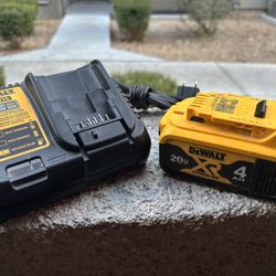 DEWALT DCB204 20V MAX Premium Lithium-Ion 4.0Ah Battery Pack & DCB115 Charger