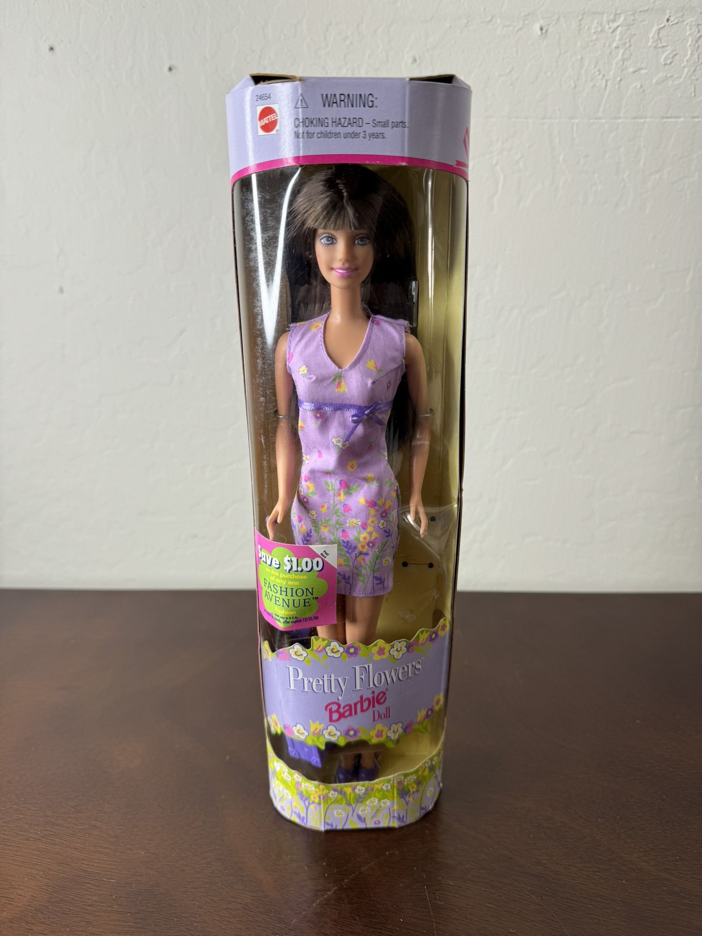 Pretty Flowers Barbie Teresa Doll #24654 Brunette Purple Dress 1999 NRFB