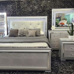 TAX SEASON SALE!!! 4-PC King Bedroom Set/ Bedframe, Nightstand, Dresser & Mirror 